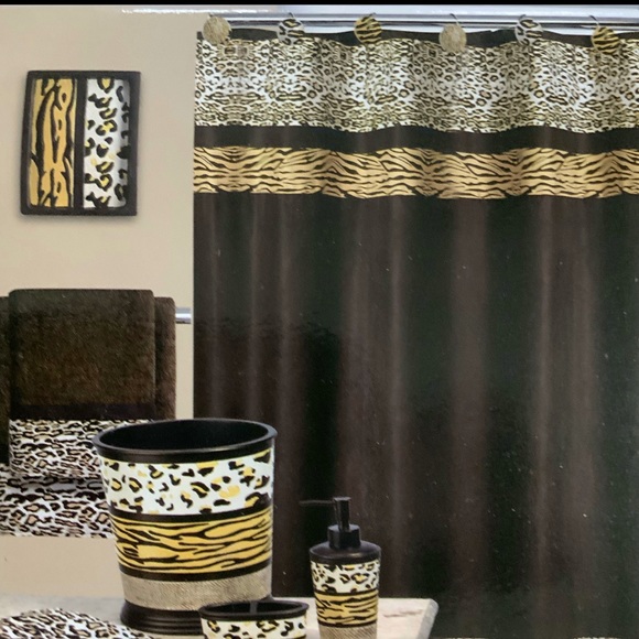 Gazelle Today’s Living Other - Animal Print Shower Curtain Fabric Gazelle Collection Chocolate Brown 72 X 72 in